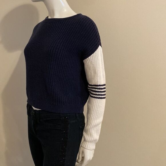LA Hearts Sweater Navy and white  Pullover Cropped Size  XS - Picture 6 of 7